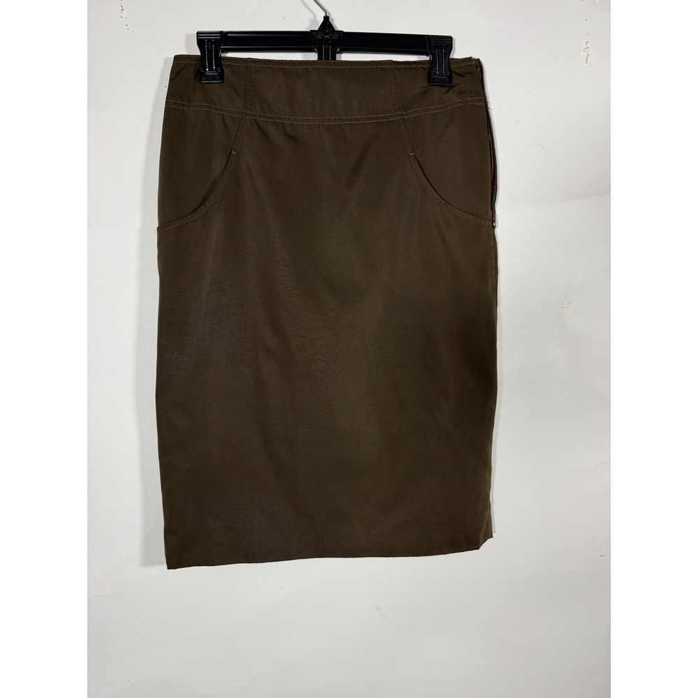 Leon Max Limited Edition Brown Pencil Skirt Front Pockets Size 4NWT Designer